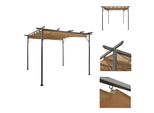 Vidaxl Pergola Con Tetto Estensibile Taupe 3X3 M In Acciaio 180 G/M² - Archi Di Rose, Graticci E Pergole