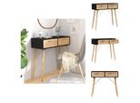 Vidaxl Consolle Nera 80X30X75Cm In Legno Massiccio Di Pino Naturale Rattan - Tavolini