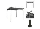 Vidaxl Pergola Con Tetto Estensibile Antracite 3X3 M Acciaio 180 G/M² - Archi Di Rose, Graticci E Pergole