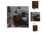 Vidaxl Comodino Con Gambe In Metallo Rovere Fumé 40X35X69 Cm - Comodini