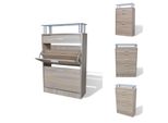 Vidaxl Scarpiera Con Cassetto E Ripiano Superiore In Vetro In Legno Effetto Rovere - Scaffali E Armadietti Per Scarpe