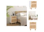 Vidaxl Comodino In Pino Massiccio Bianco E Rattan Naturale - Comodini