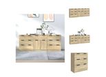Vidaxl Credenza 3 Pezzi Sonoma In Legno Effetto Rovere - Credenze
