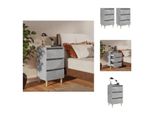 Vidaxl Comodini Con Gambe In Legno Massiccio 2 Pz. Grigio Cemento 40X35X69 Cm - Comodini