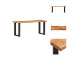 Vidaxl Panca Con Bordi Naturali 110 Cm In Legno Massiccio D'acacia E Acciaio - Panche Da Sala E Da Petto