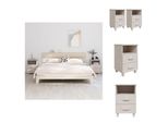 Vidaxl Comodini Hamar 2 Pz. Bianco 40X35X62 Cm In Legno Massiccio - Comodini