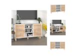 Vidaxl Credenza Bianca 105X30X60 Cm In Pino Massiccio E Rattan Naturale - Credenze