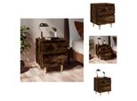 Vidaxl Comodino Con Gambe In Legno Massiccio Rovere Fumé 40X35X50 Cm - Comodini