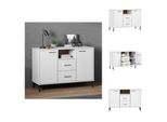 Vidaxl Credenza Oslo Con Gambe In Metallo Bianco 113X40X77 Cm In Legno Massiccio - Credenze