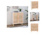 Vidaxl Credenza Bianca 60X30X70 Cm In Pino Massiccio E Rattan Naturale - Credenze