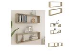 Vidaxl Mensole A Cubo 2 Pezzi Rovere Sonoma 100X15X30 Cm Materiale A Base Di Legno - Mensole Da Parete