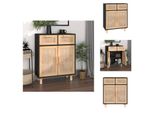 Vidaxl Credenza Nera 60X30X75Cm In Pino Massiccio E Rattan Naturale - Credenze