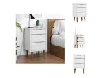 Vidaxl Comodino Molde Bianco 40X35X65 Cm Pino Massiccio - Comodini