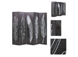 Vidaxl Divisorio Pieghevole 200 X 170 Cm Piume Bianco-Nero - Divisorio Per Ambienti