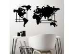 Wallity, Mappa Del Mondo - L, Decorazione Da Parete, Nero, Metallo, 120 X 56 Cm