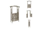 Vidaxl Pergola Con Cancello 116X40X204 Cm Grigio In Legno Massiccio Di Abete - Archi Di Rose, Graticci E Pergole