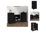 Vidaxl Credenze 2 Pezzi Nero 40X35X80 Cm In Legno Di Pino Massiccio - Credenze
