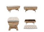 Vidaxl Panca Portaoggetti In Legno Massiccio E Tessuto 103 X 51 X 44 Cm - Panca Per Piedi - Panca Per Piedi - Panche - Panche