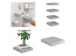 Vidaxl Mensole Galleggianti 4 Pz. Grigio Cemento 23X23,5X3,8 Cm Mdf - Mensola A Muro - Mensole A Muro - Mensola A Muro Galleggiante - Mensola A Muro Galleggiante