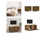Vidaxl Armadi A Muro 2 Pz. Miele Marrone 45X30X35 Cm Pino Massiccio - Armadio A Muro - Armadi A Muro - Armadio A Muro - Mobile Tv A Muro
