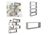 Vidaxl Mensole A Cubo 4 Pz. Grigio Cemento 60X15X23 Cm Materiale A Base Di Legno - Scaffale A Muro - Mensole A Muro - Contenitore A Muro - Mensole A Muro