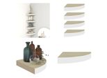 Vidaxl Mensole Galleggianti Ad Angolo 4 Pz. Rovere E Mdf Bianco 25X25X3,8 Cm - Mensola A Muro - Mensole A Muro - Mensole A Muro - Mensole A Muro
