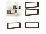 Vidaxl Mensole A Cubo 2 Pz. Rovere Marrone 60X15X23 Cm Materiale A Base Di Legno - Mensola A Muro - Mensole A Muro - Cubo Portaoggetti - Mensola A Cubo