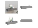 Vidaxl Scaffale A Muro Con Cassetto Grigio 60X23,5X10 Cm Mdf - Scaffale A Cassetto - Scaffale A Muro - Scaffali A Muro - Mensole A Muro