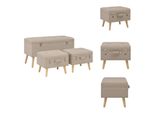 Vidaxl Sgabello Con Vano Portaoggetti 3 Pz. Tessuto Beige - Panche Per Il Corridoio