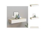 Vidaxl Scaffale A Parete Con Cassetto Effetto Rovere E Bianco 60X23,5X10 Cm Mdf - Scaffali A Parete