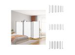 Vidaxl Paravento 5 Pezzi Bianco 433X180 Cm Tessuto - Divisorio Per Ambienti