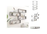 Vidaxl Mensole A Cubo 4 Pz. Grigio Cemento 100X15X30 Cm Materiale A Base Di Legno - Mensole Da Parete