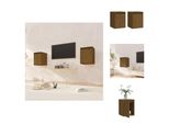Vidaxl Armadi A Muro 2 Pz. Marrone Miele 30X30X40 Cm In Legno Di Pino Massiccio - Mensole A Muro