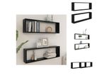 Vidaxl Mensole A Cubo 2 Pezzi Nere 100X15X30 Cm In Legno - Mensole Da Parete