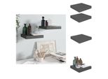 Vidaxl Mensole Galleggianti 2 Pz. Grigio Lucido 23X23,5X3,8 Cm Mdf - Mensole A Muro