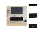 Vidaxl Armadi A Muro 2 Pezzi Nero 60X30X30 Cm In Legno Di Pino Massiccio - Mensole A Muro