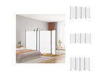 Vidaxl Paravento 4 Pezzi Bianco 346X180 Cm Tessuto - Divisorio Per Ambienti