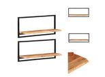 Vidaxl Mensole A Parete 2 Pezzi 80X25X35 Cm In Legno Massiccio Di Acacia E Acciaio - Mensole A Parete