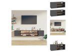 Vidaxl Armadi A Muro 2 Pz. Grigio 80X30X30 Cm In Legno Di Pino Massiccio - Mensole A Muro