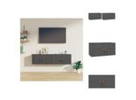 Vidaxl Armadi A Muro 2 Pz. Grigio 60X30X30 Cm In Legno Di Pino Massiccio - Mensole A Muro