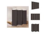 Vidaxl Paravento 5 Pezzi Marrone 250X200 Cm Tessuto - Divisorio Per Ambienti