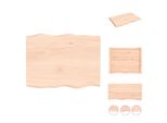 Vidaxl Piano Da Tavolo 80X60X(2-4) Cm In Legno Massiccio Non Trattato Con Bordo Ad Albero - Piani Da Tavolo