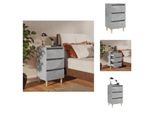 Vidaxl Comodino Con Gambe In Legno Massiccio Grigio Cemento 40X35X69 Cm - Comodini