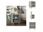 Vidaxl Comodino Con Gambe In Legno Massiccio Grigio Cemento 40X30X50 Cm - Comodini