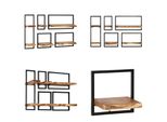 Vidaxl Set Di Mensole Da Parete 5 Pz. Legno Massiccio Di Acacia E Acciaio - Mensola A Muro - Mensole A Muro - Set Di Mensole A Muro - Set Di Mensole A Muro