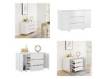 Vidaxl Credenza 3 Cassetti Bianco Lucido 120X41X75Cm Materiale Legno - Credenza - Credenze - Armadio - Armadio Portaoggetti