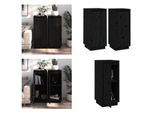 Vidaxl Credenze 2 Pezzi Nero 31,5X34X75 Cm Pino Massiccio - Credenza - Credenze - Mobile Laterale - Mobile Con Ante