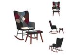 Vidaxl Sedia A Dondolo Con Sgabello Tessuto Patchwork - Sedie A Dondolo
