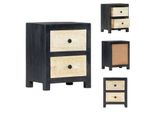 Vidaxl Comodino Grigio Intagliato A Mano 40X30X50 Cm In Legno Massiccio Di Mango - Comodini