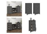 Vidaxl Credenze 2 Pz. Grigio 40X35X80 Cm In Pino Massiccio - Credenza - Credenze - Armadio - Armadio Portaoggetti